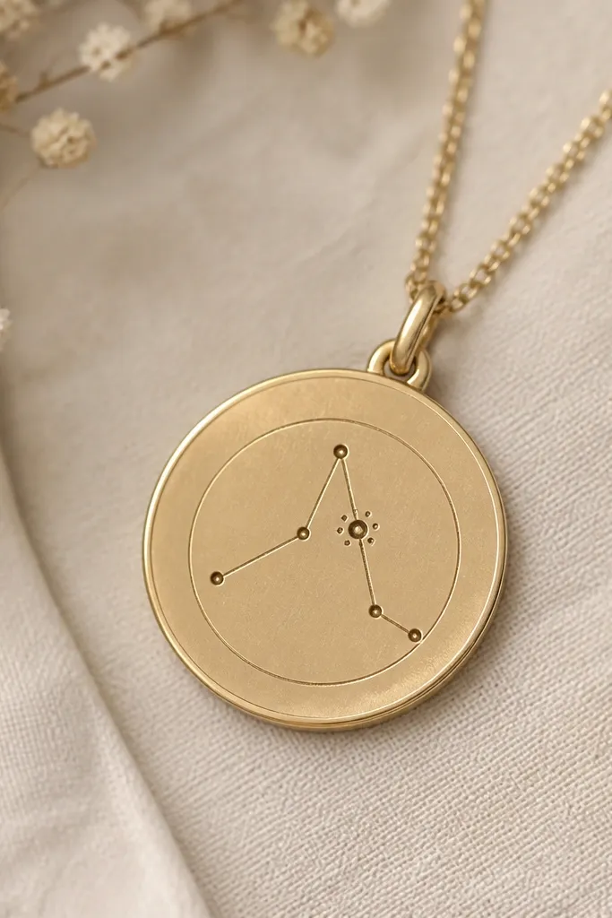 A small cluster of five dots connected by short line segments, with one star drawn as a slightly larger dot surrounded by three smaller dots; the lines are thin and the cluster sits neatly within a circle.