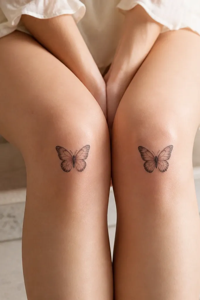 Cute butterfly knee tattoos for women