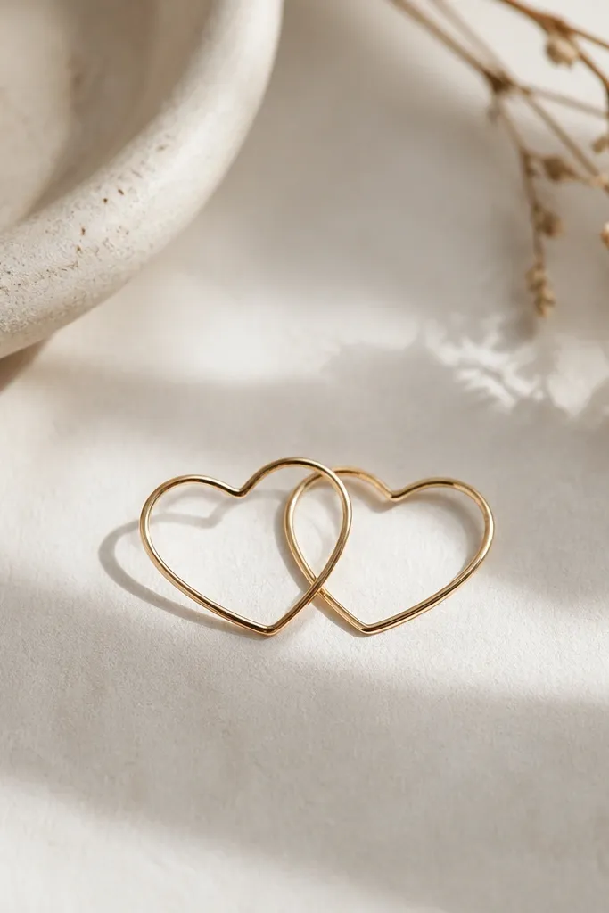 Two small outline hearts interlock at the center, with the overlap area left blank so the hearts look like they're made from two thin strokes.
