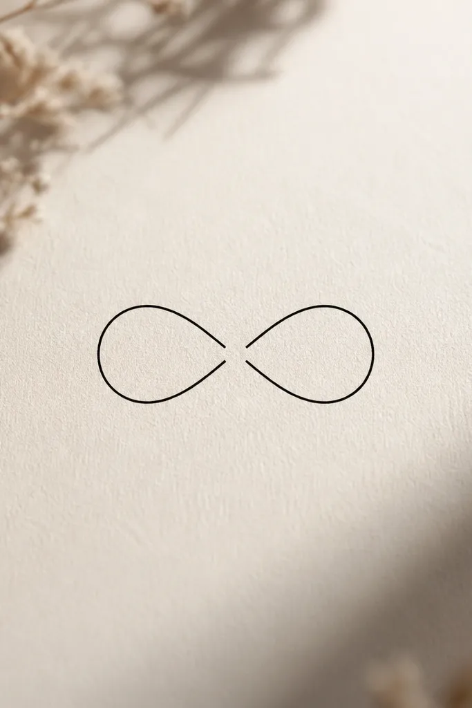 A thin-line infinity symbol in black with a small intentional gap at the center where the lines do not touch.