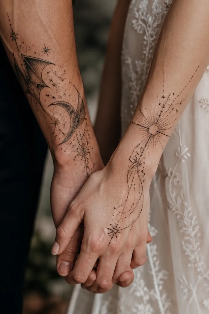 Luxe high-end ACOTAR Tattoos for couples