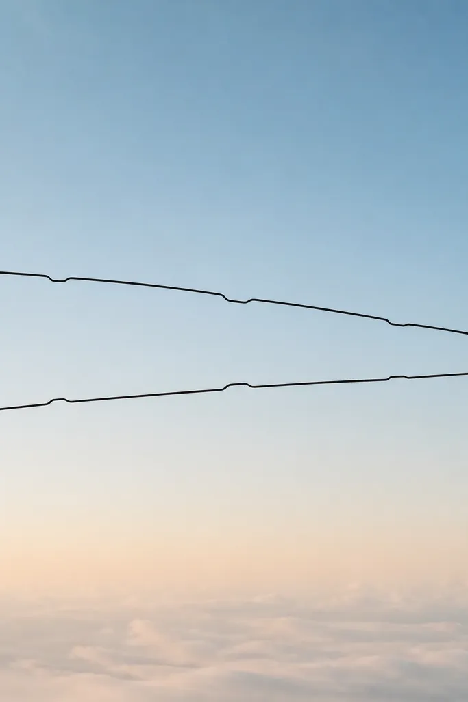 A minimalist wing edge drawn as two parallel thin black lines. The top line forms a gentle curve with a few separated notches, and the bottom line mirrors it. No feathers, no shading.