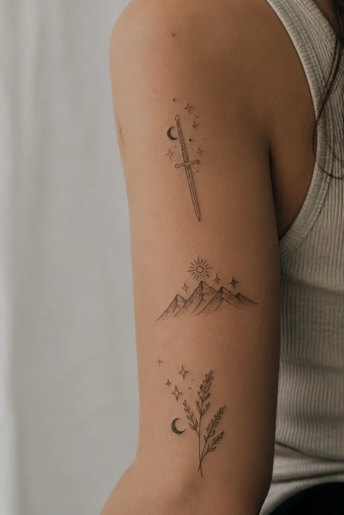 Modern minimalist ACOTAR Tattoos for Nesta