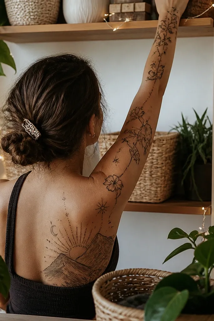 ACOTAR Tattoos with plants, storage, and lights