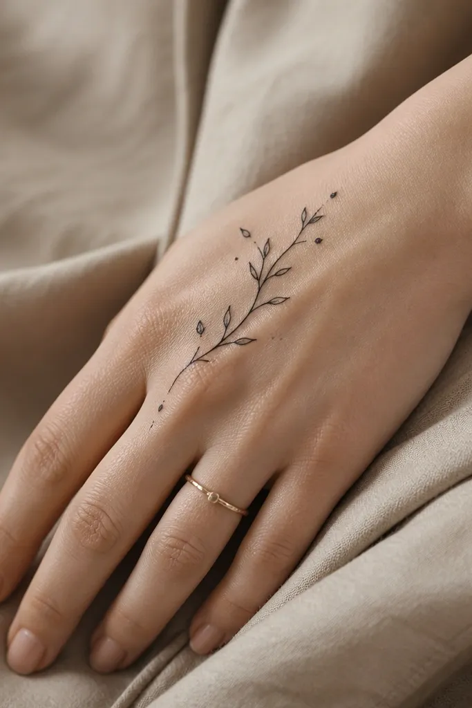 Back hand tattoos for women with simple ink