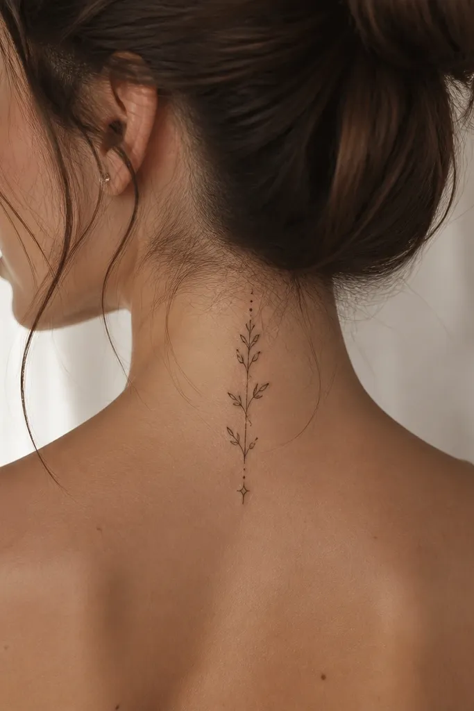 Back of the neck tattoos for women that look dainty