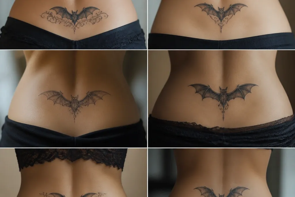 High-End Bat Tramp Stamp Tattoo Ideas