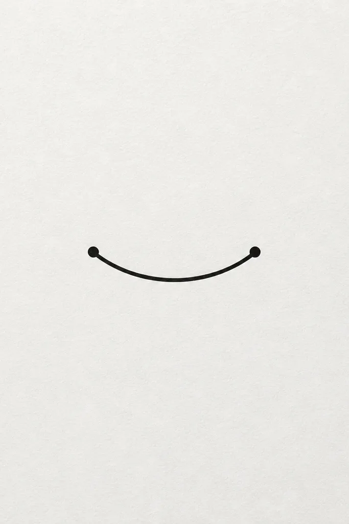 A tiny curved smile drawn as a single black arc with two small end dots at the corners. The arc is centered and about 2 inches wide.