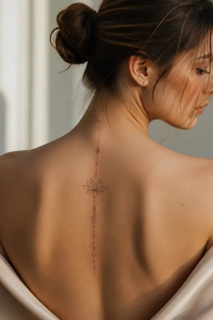 Dainty back tattoos for women with classy detail