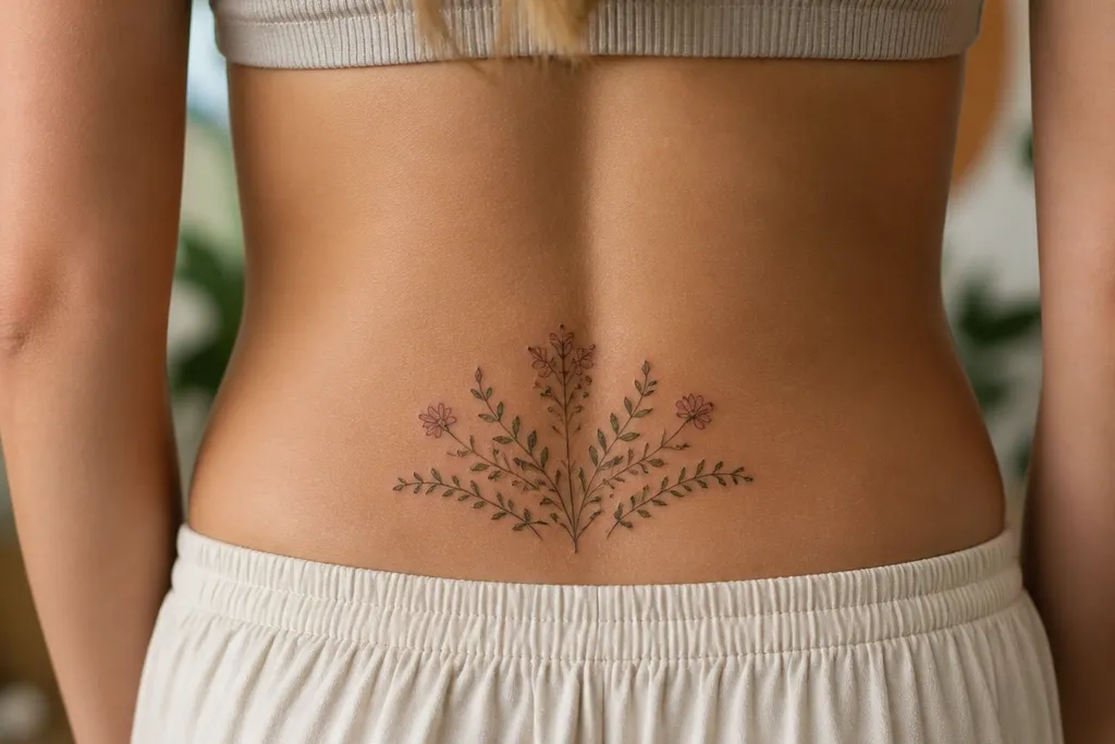 Floral Tramp Stamp Tattoos with Plant-Like Details