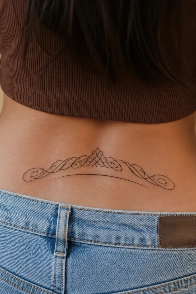 A short arched script phrase in black ink, with one underline flourish that curls left and right; the lines are thin and slightly tapered.