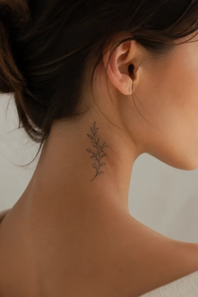 Neck name tattoos for women with stylish placement
