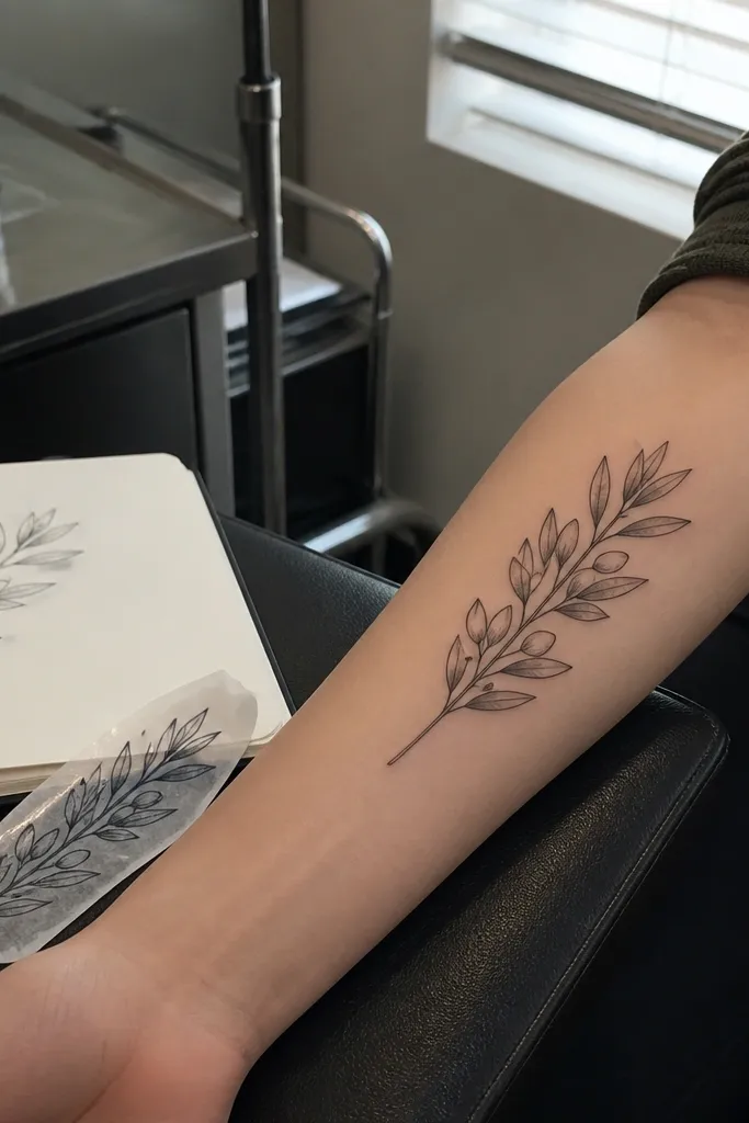 Olive Branch Tattoo Fine Line Designs