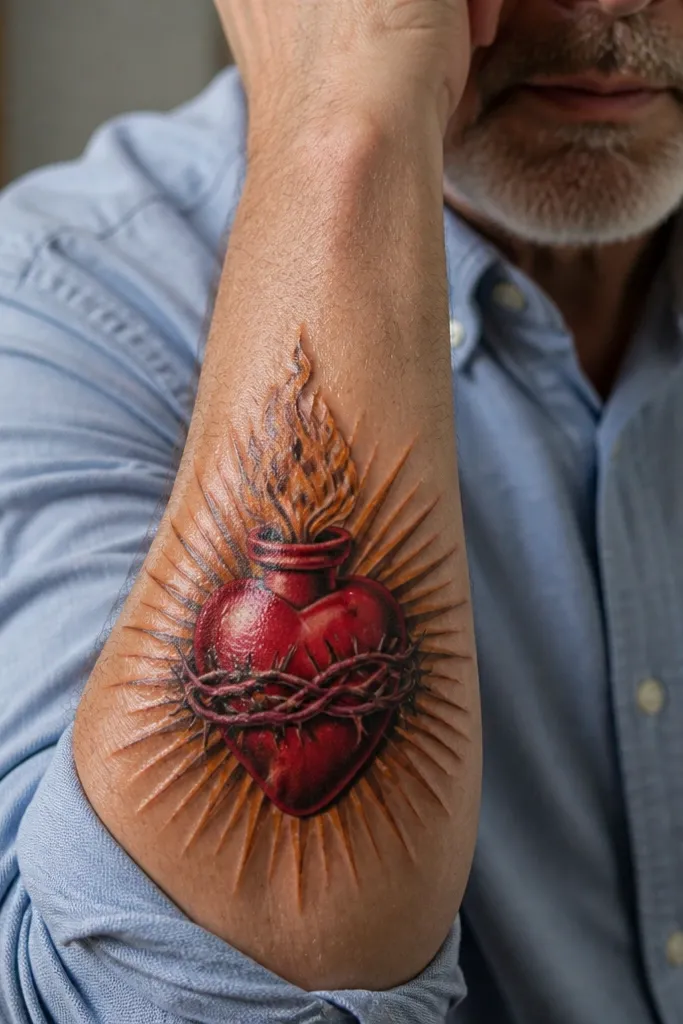 Sacred Heart with smooth shading and bright porcelain-like highlights