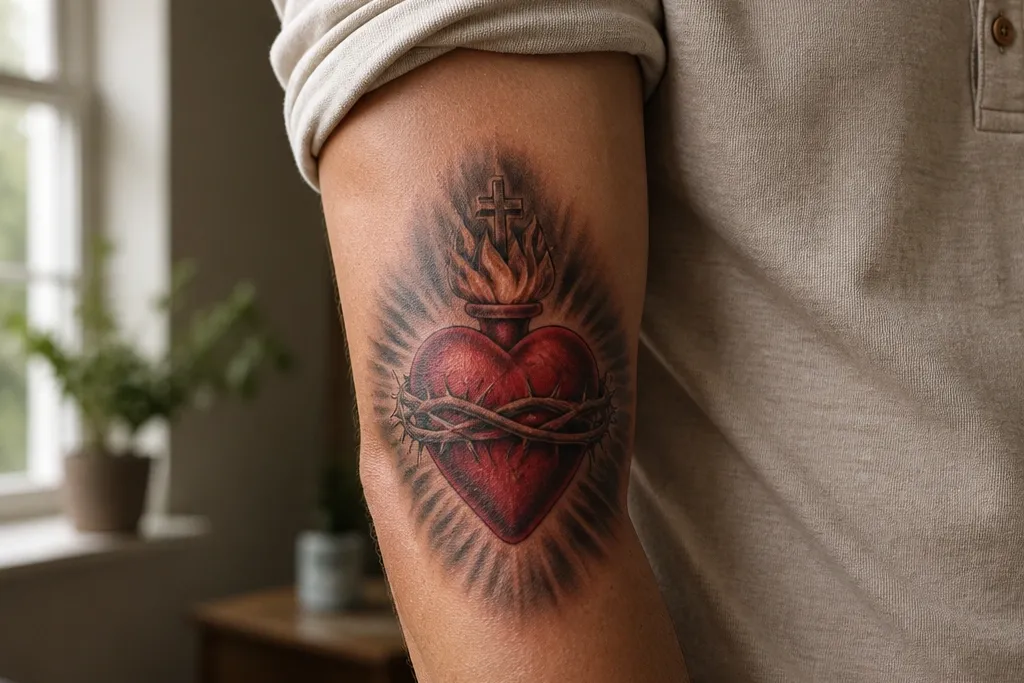 Realistic Sacred Heart Tattoo Designs