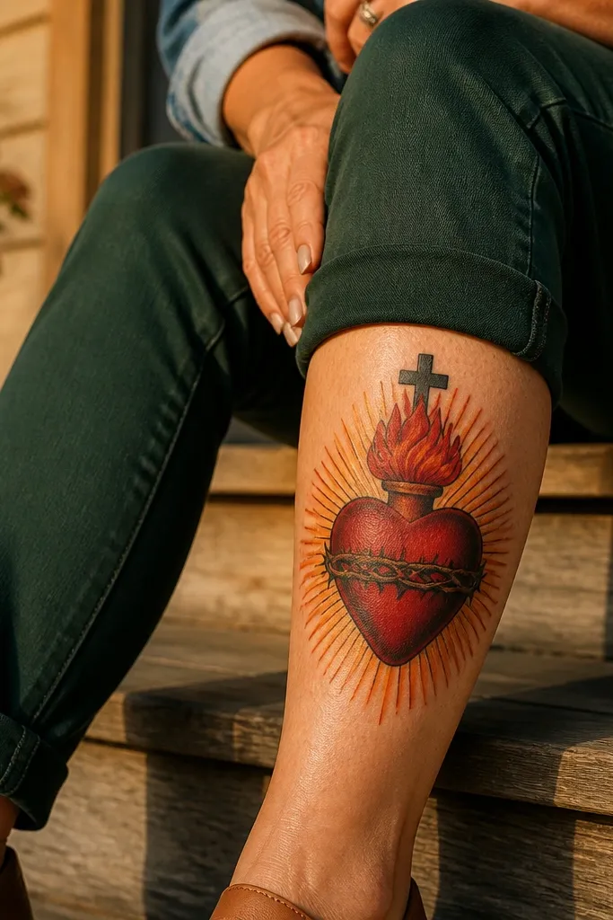 Realistic Sacred Heart Tattoo Designs