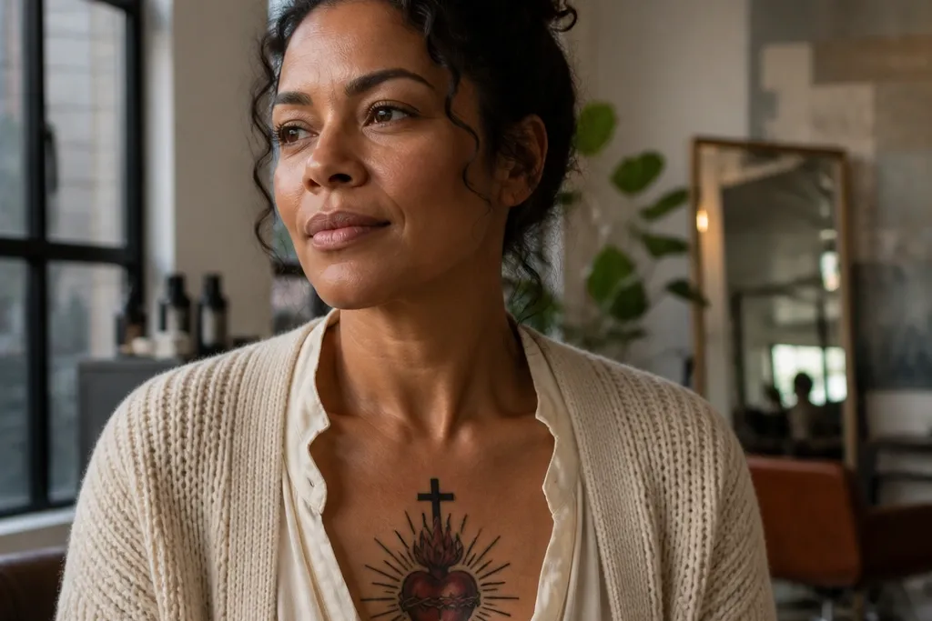 Sacred Heart Chest Tattoo Styles