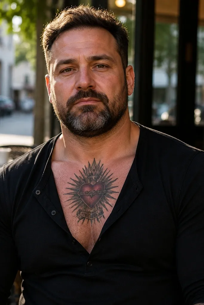 Sacred Heart Chest Tattoo Styles