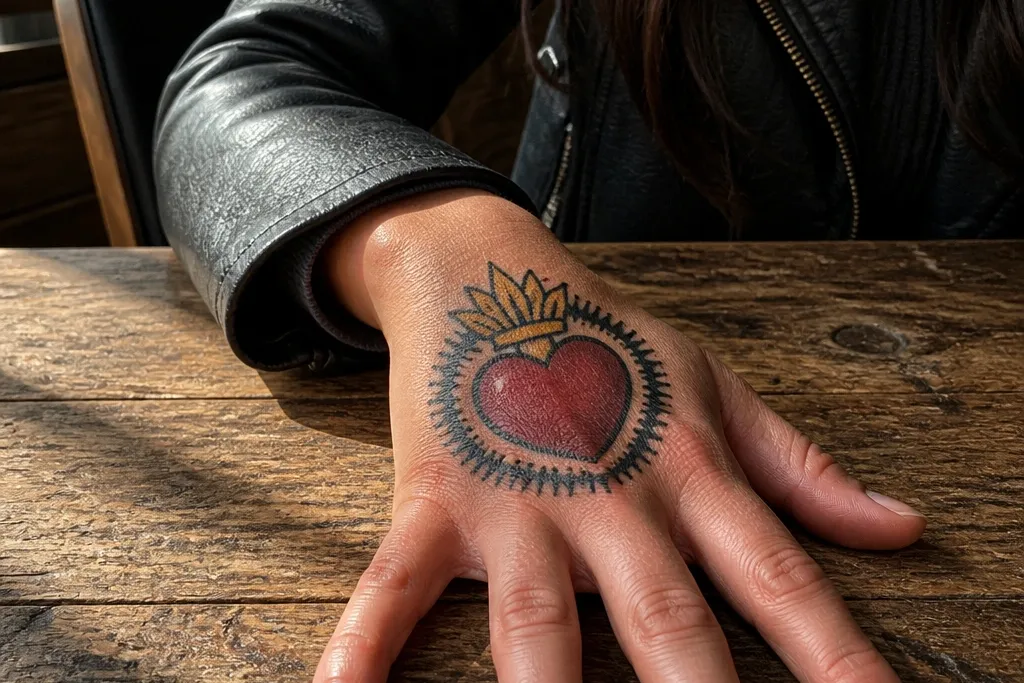 Sacred Heart Hand Tattoo Ideas