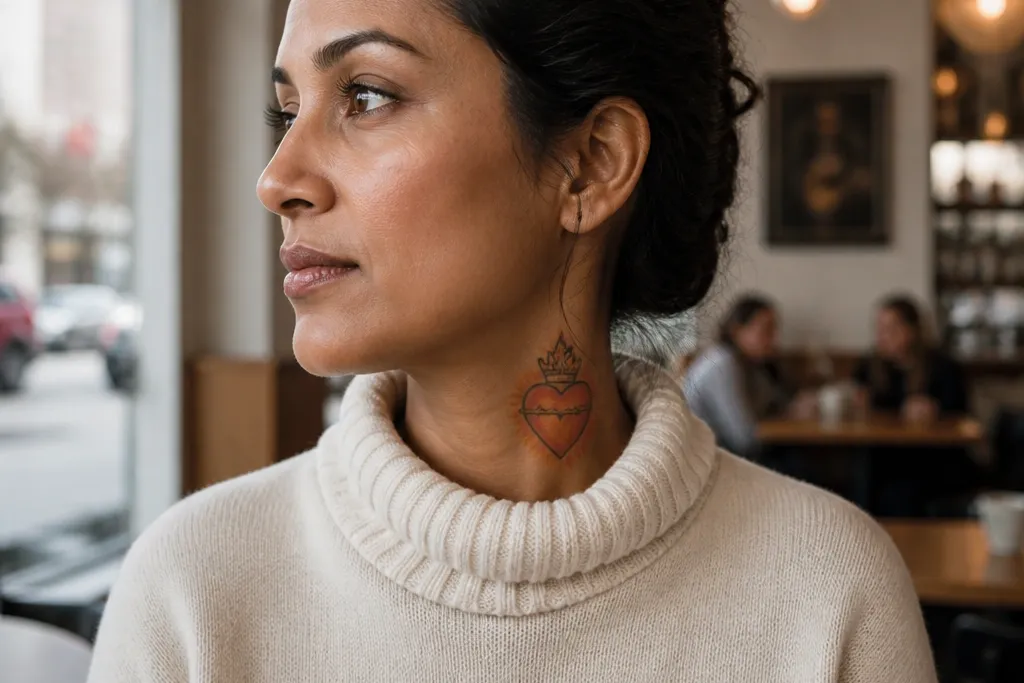 Sacred Heart Neck Tattoo Inspiration