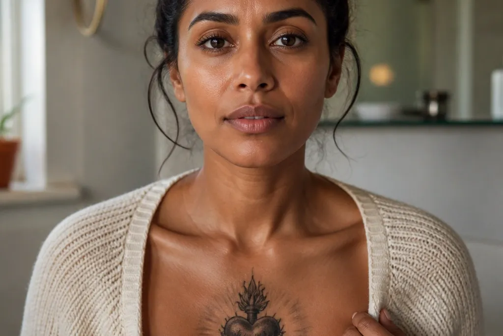 Sacred Heart Sternum Tattoos