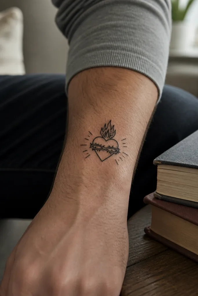 Small heart with three flames and just two rays on each side