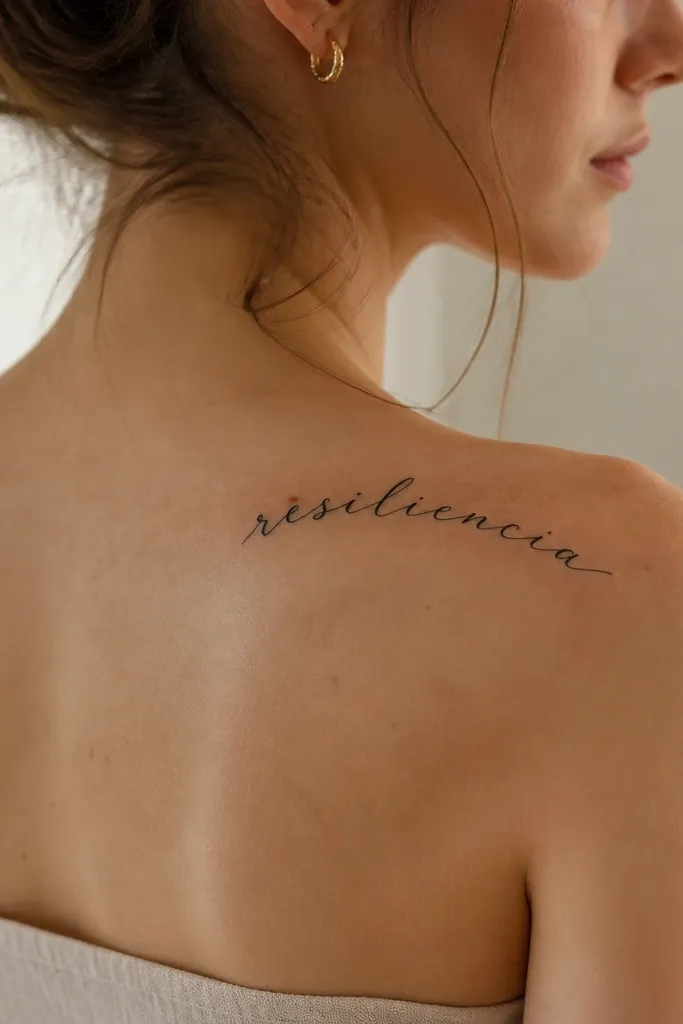 A black name curved like a gentle arc across the top of the shoulder, with slightly thicker strokes on the downstrokes and thin strokes on the upstrokes.