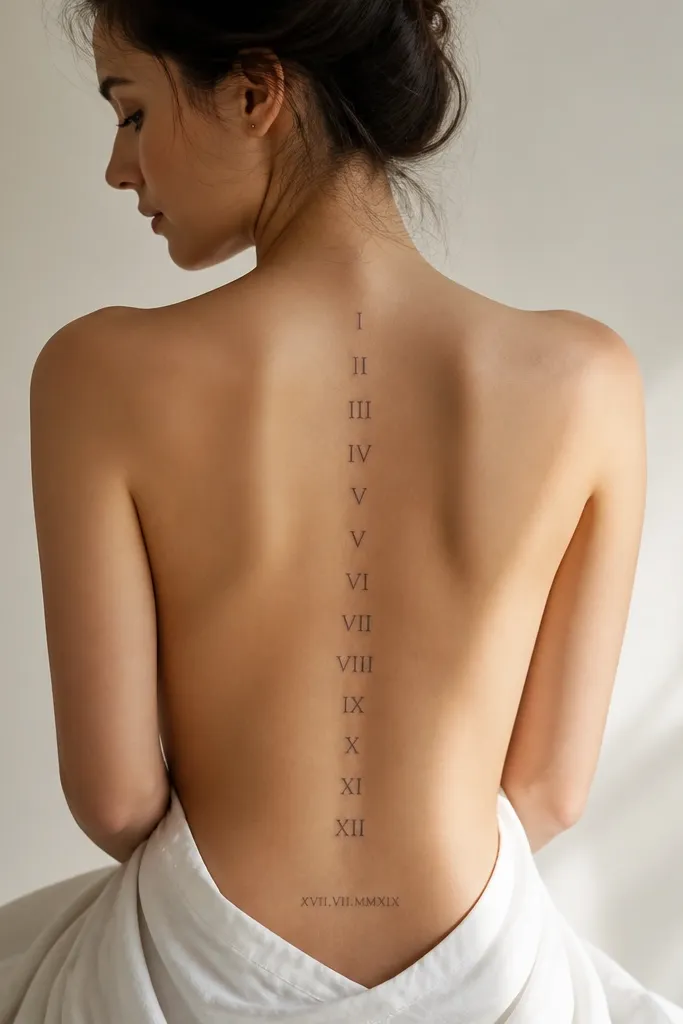Roman numerals are placed vertically along the spine; a small date in Roman numerals sits centered at the lower back in the same font style.