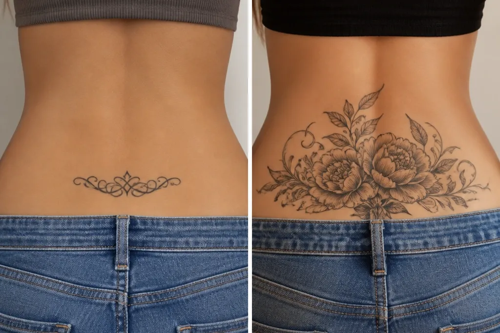 Before and After Tramp Stamp Back Tattoos