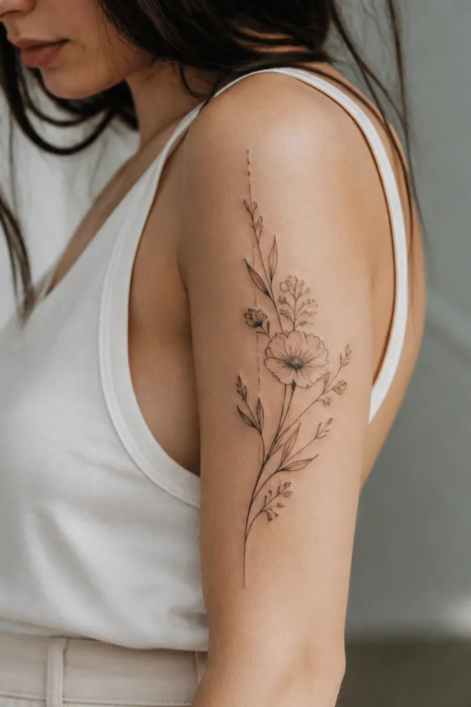 Aesthetic meaningful upper arm tattoos for women