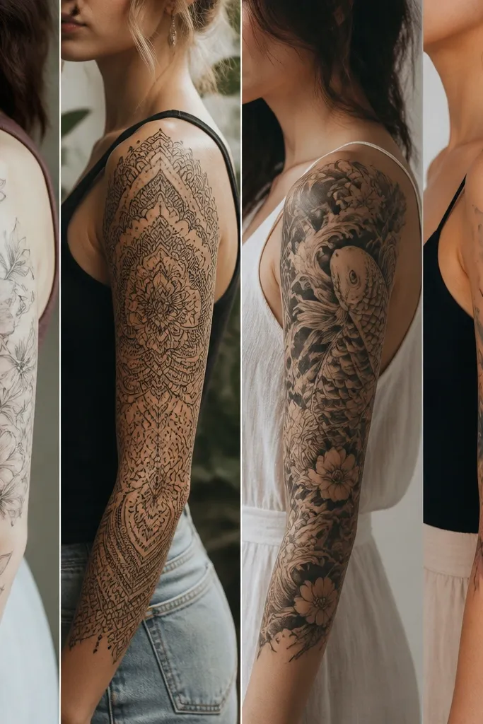 Best upper arm sleeve tattoo styles for women compared