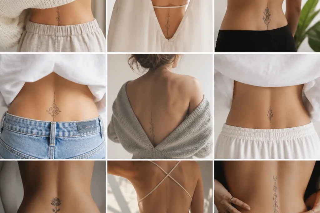 Ways to style lower back word tattoos for women